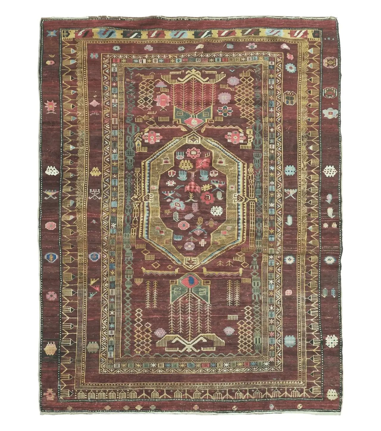 4' X 6' Antique Handmade Caucasian Shirvan Russian Armenian Wool Rug Colorful by Jewel Rugs