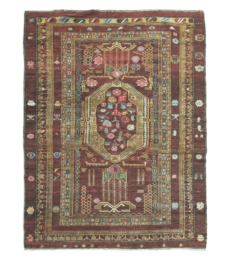4' X 6' Antique Handmade Caucasian Shirvan Russian Armenian Wool Rug Colorful by Jewel Rugs