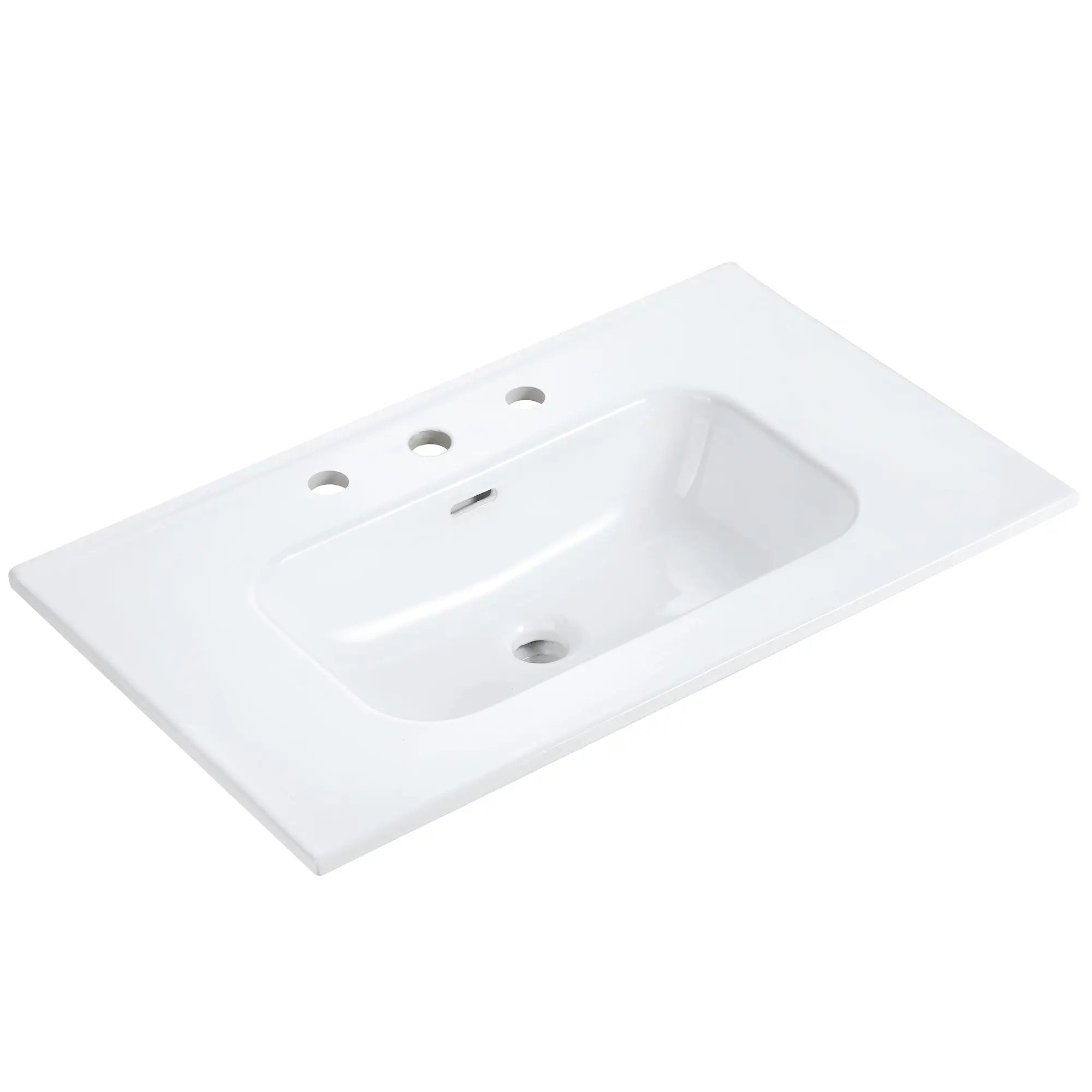 Glossy White Ceramic Integrated Sink by HouseOfZazla
