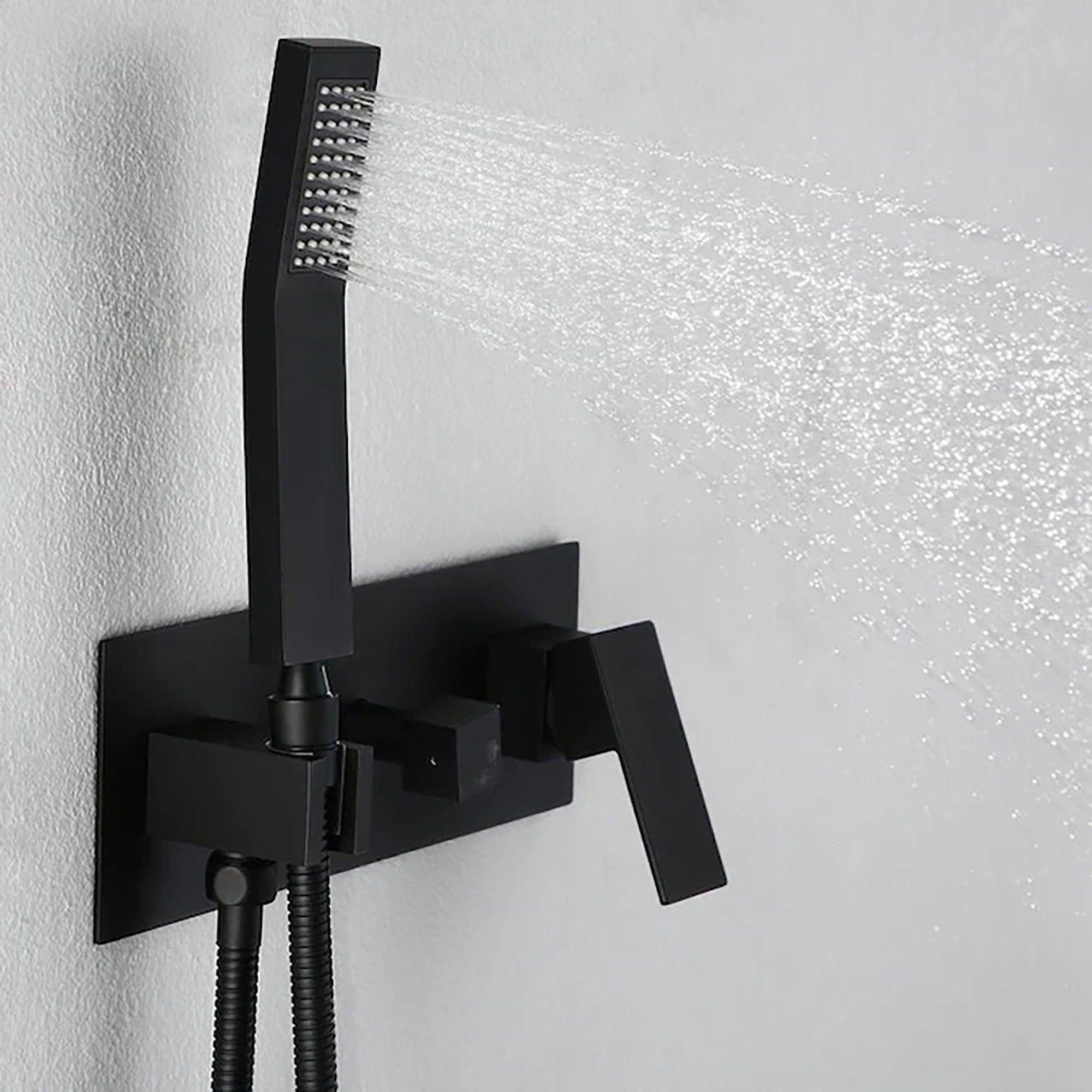 Brass Shower System With 10" Rainfall Shower Head And Handheld Sprayer - Matte Black by HouseOfZazla