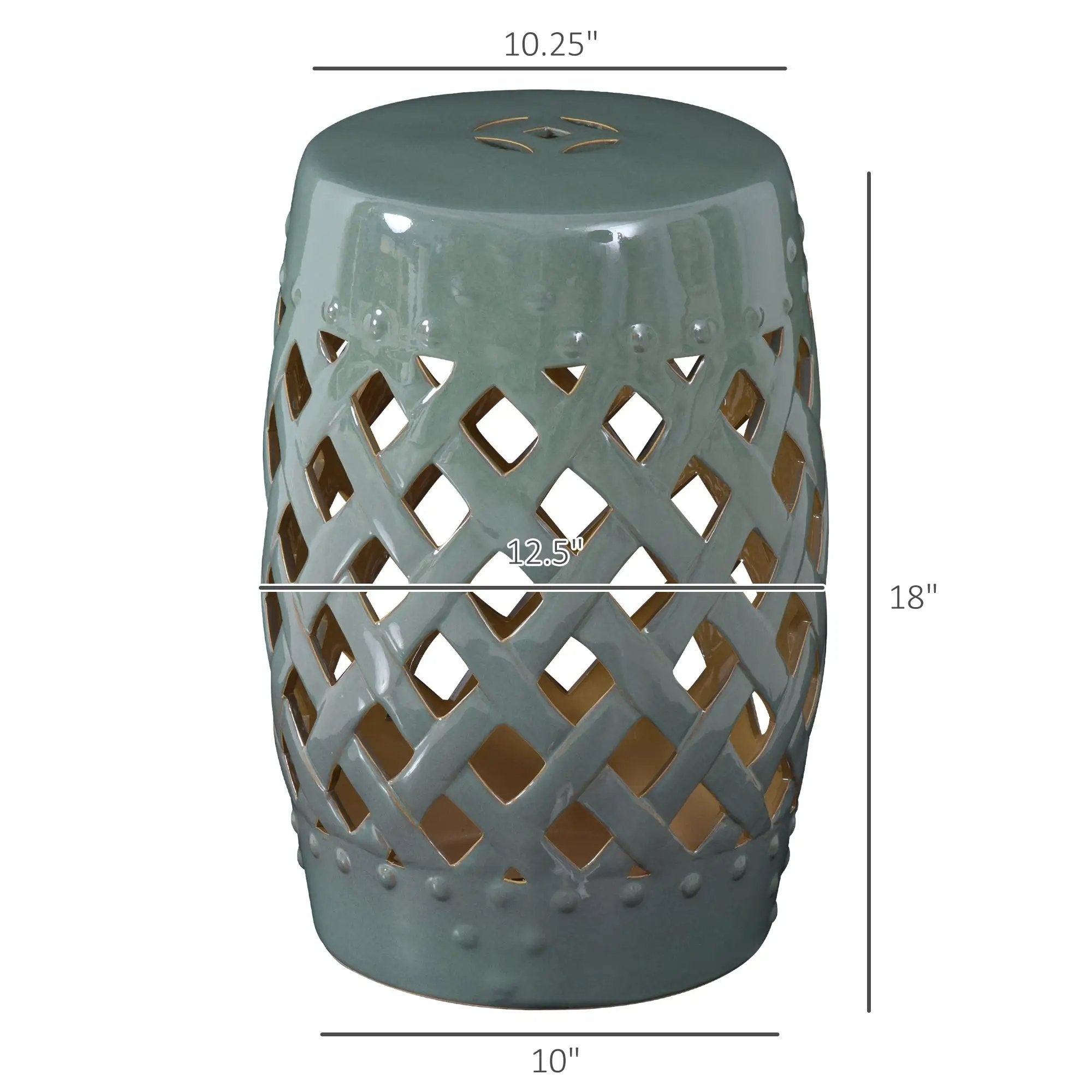 Outsunny 13' x 18' Ceramic Garden Stool with Woven Lattice Design & Glazed Finish by HouseOfZazla