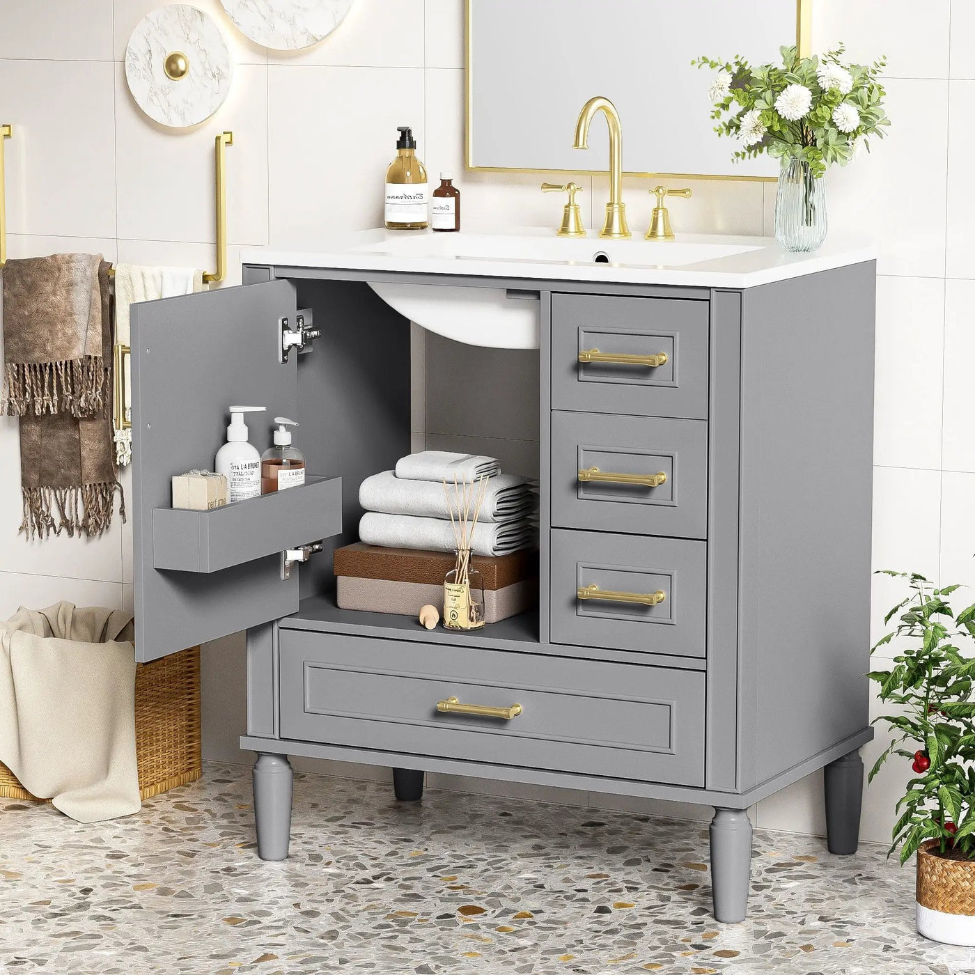 Traditional Bathroom Vanity Set With Soft Close Doors by Unique Piece Furniture