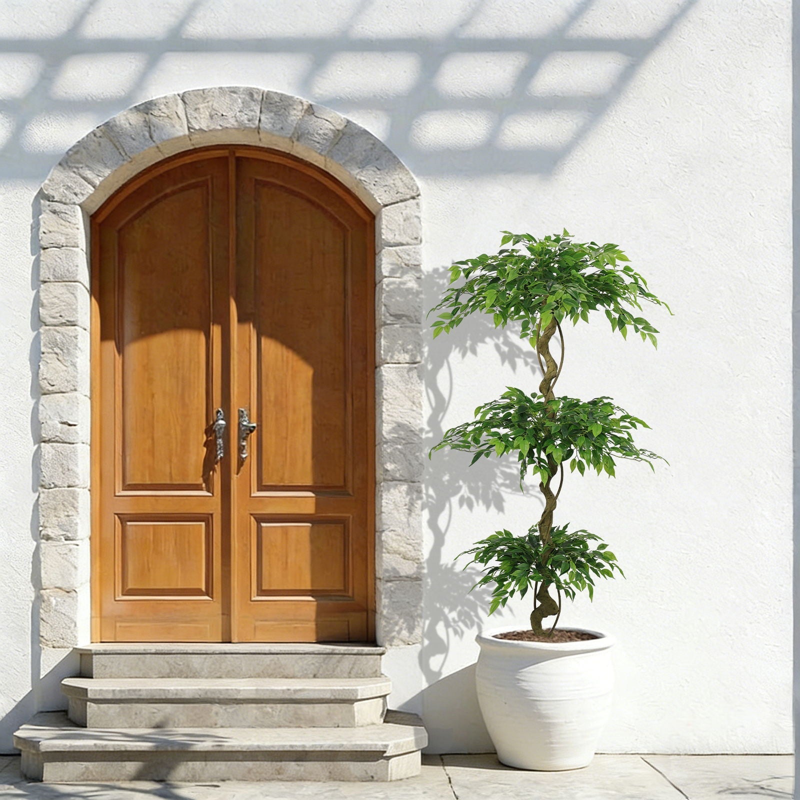 Artificial Ficus Tree With Pot For Home Decor Indoor Plant - Green by HouseOfZazla