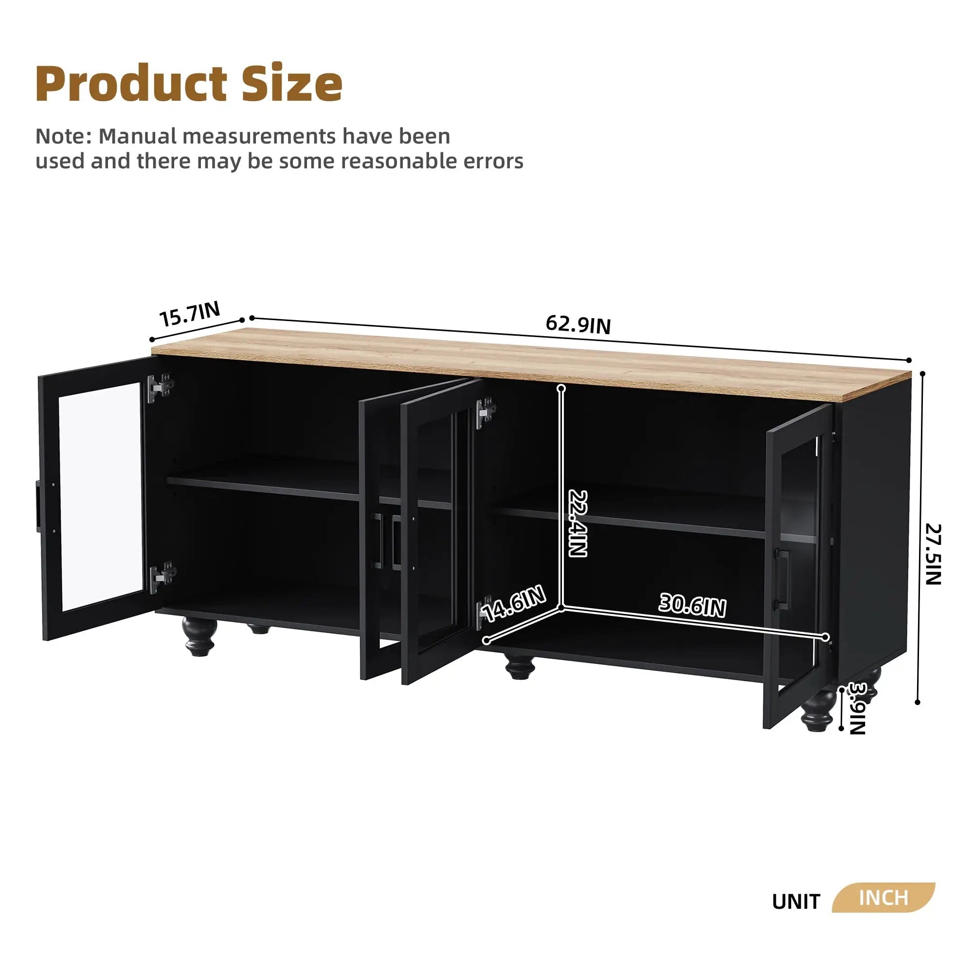 ON-TREND Farmhouse TV Stand with Tempered Glass Doors by HouseOfZazla