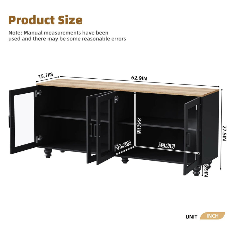 ON-TREND Farmhouse TV Stand with Tempered Glass Doors by HouseOfZazla