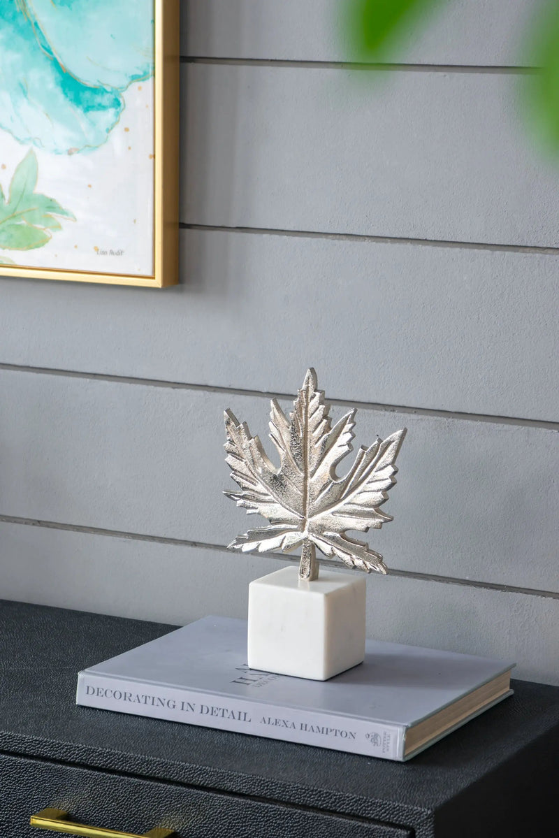 Aluminum Leaf Sculpture with Marble Base by HouseOfZazla