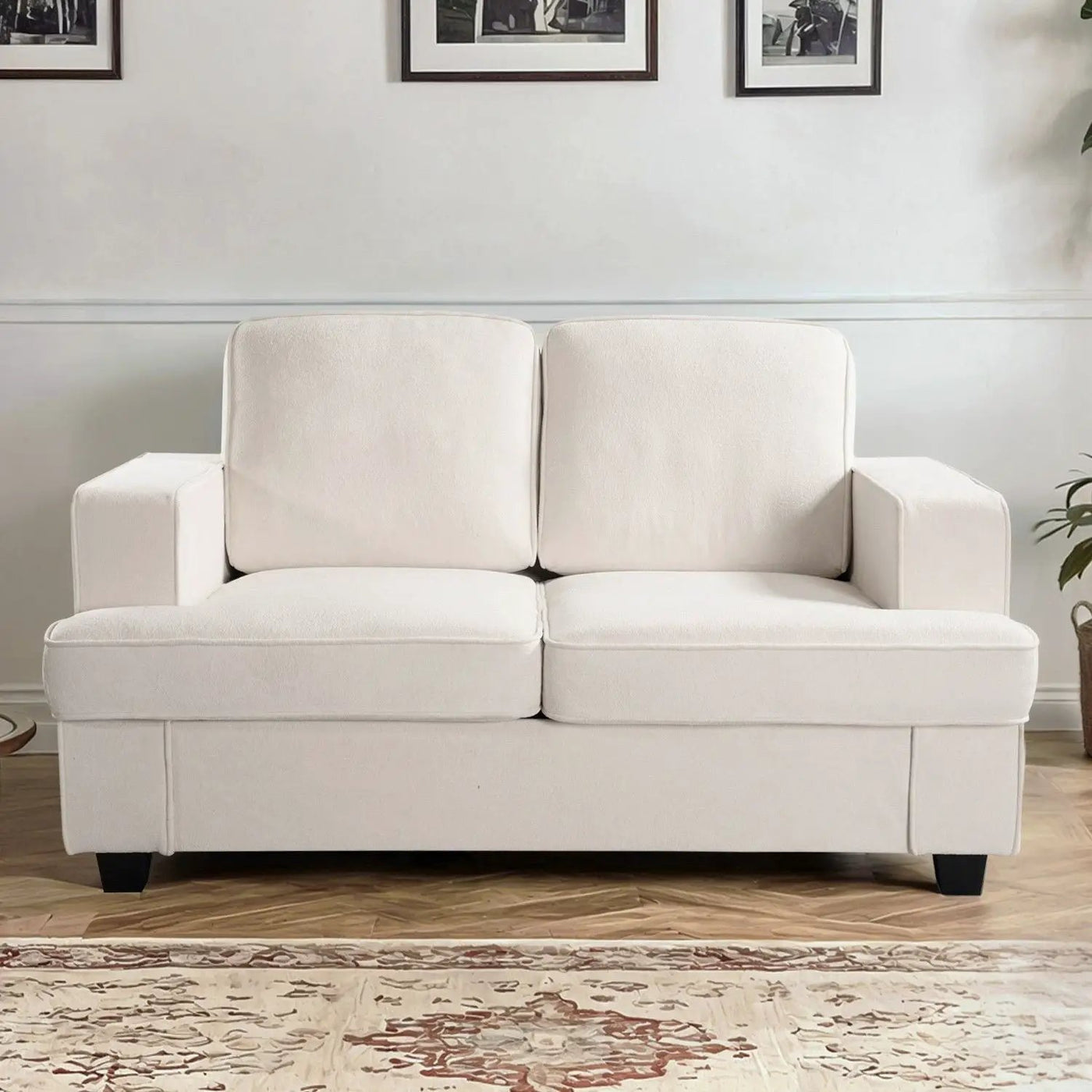Modern Loveseat, Comfortable 2 Seater Couch With Deep Seating, Loose Back Cushions, Wide Arms by Unique Piece Furniture