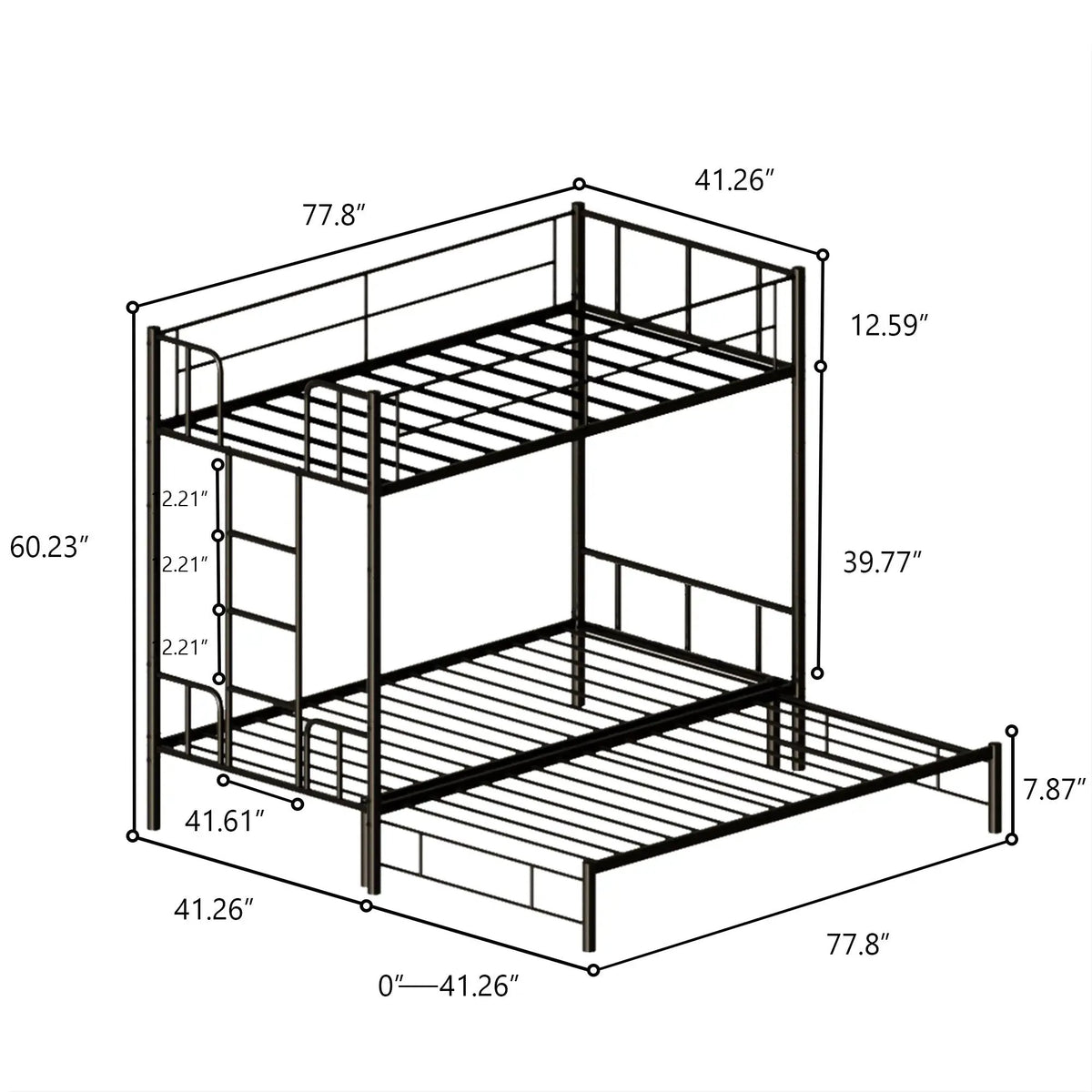 Twin Size Metal Pull-Out Bunk Bed by HouseOfZazla