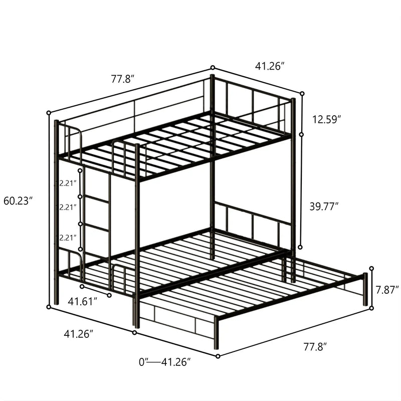Twin Size Metal Pull-Out Bunk Bed by HouseOfZazla