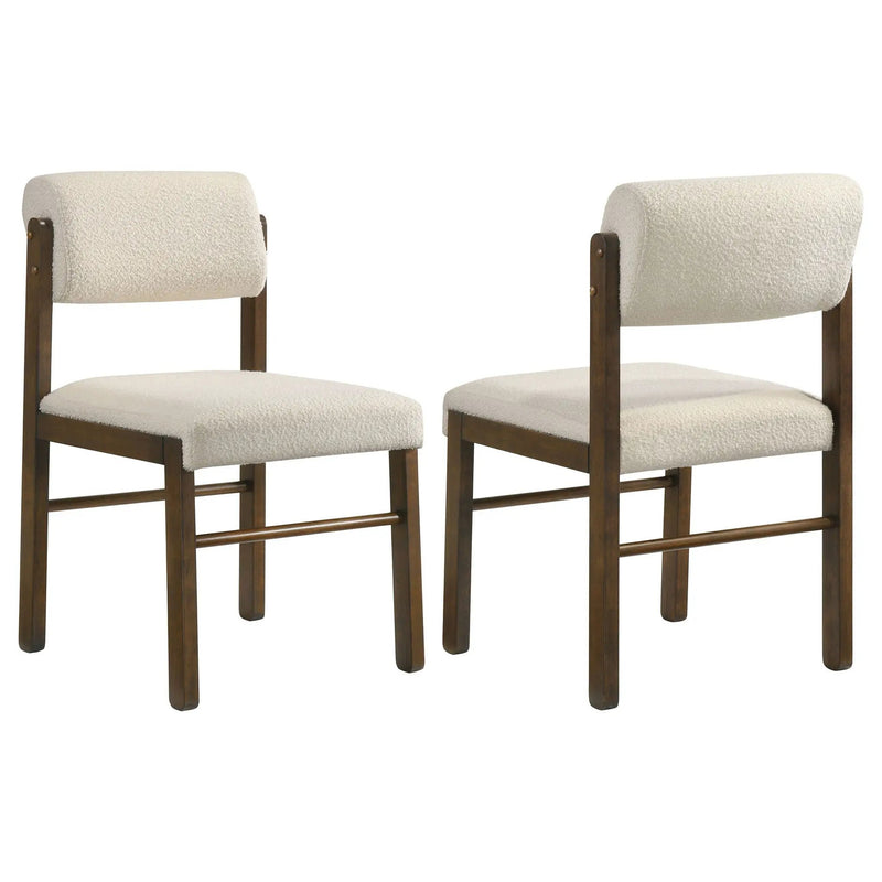 Kehoe Upholstered Dining Side Chair Cream and Walnut (Set of 2) by Unique Piece Furniture