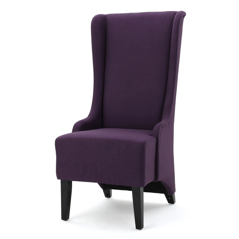 Fabric Dining Chair With High Back And Birch Wood Legs - Plum by HouseOfZazla