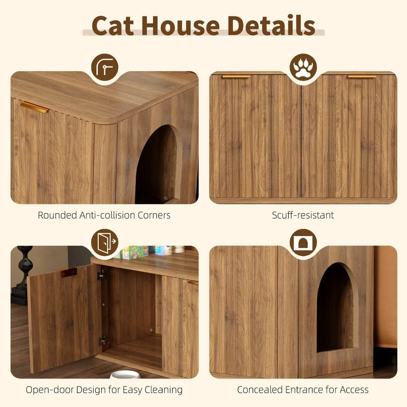 31.5" Walnut Finish Hidden Litter Box Furniture by HouseOfZazla