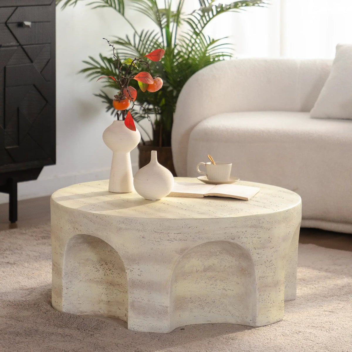 Mgo Modern Minimalist Round Accent Coffee Table by HouseOfZazla