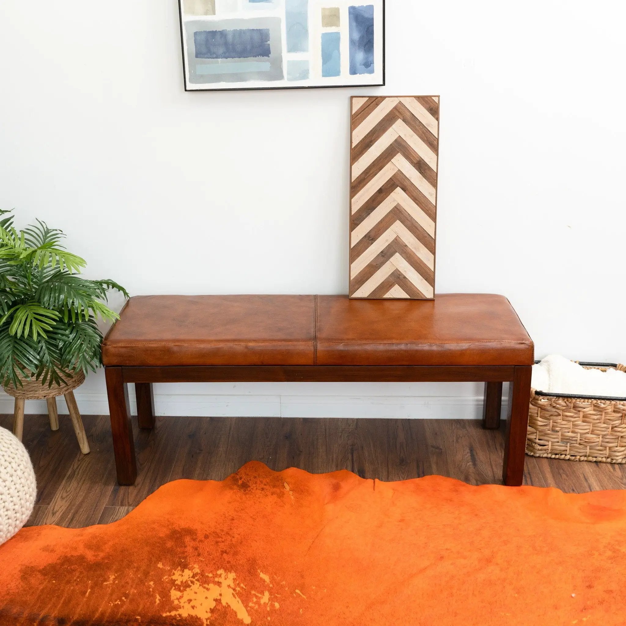 Austin - Bench With Lines - Antique Brown / Brown / Rustic / Tan by Unique Piece Furniture