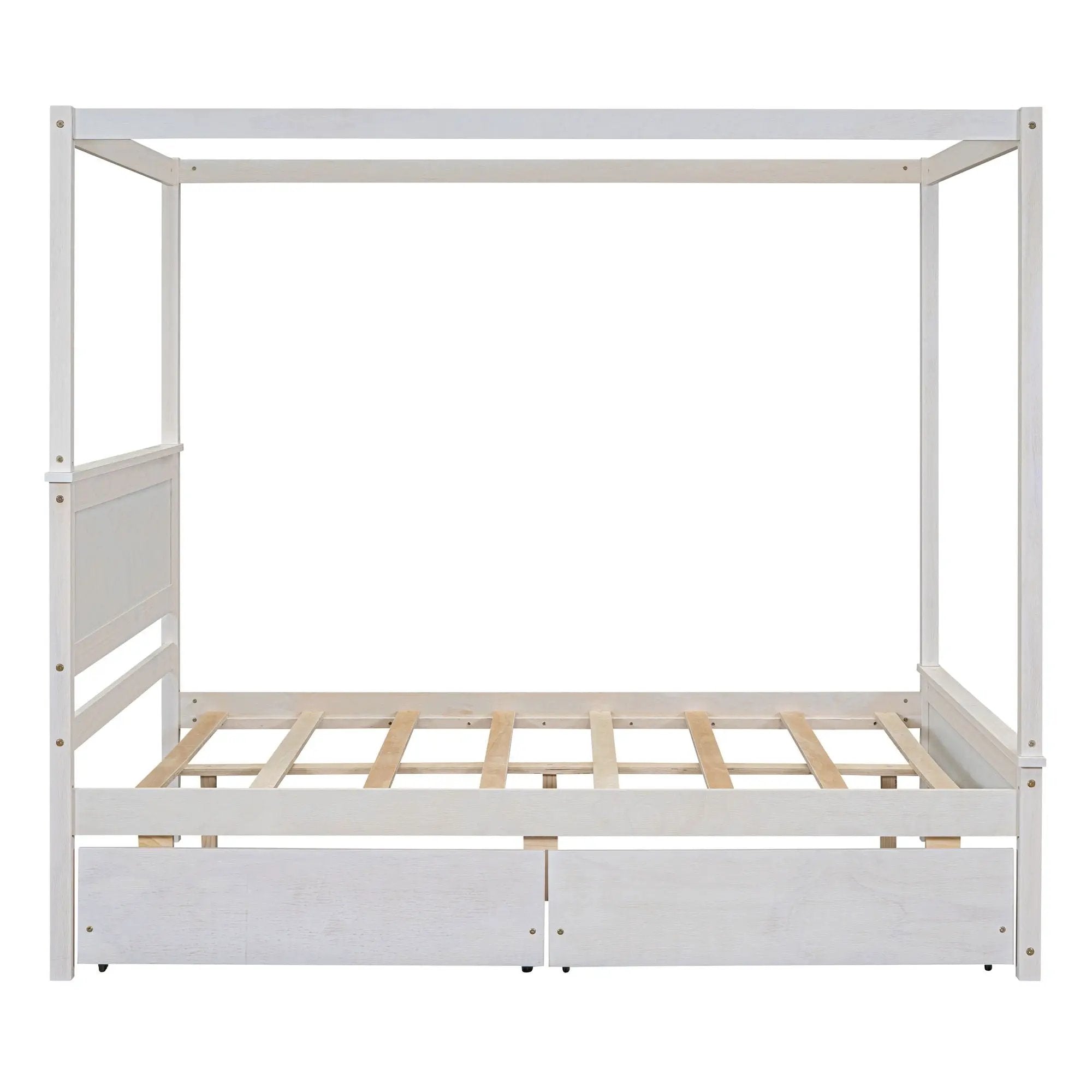 Canopy Platform Bed With Drawers, Support Slats, No Box Spring Needed by HouseOfZazla