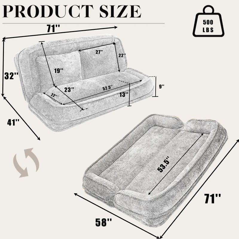 Double Human Dog Bed Loveseat - Extra Large Floor Couch by HouseOfZazla