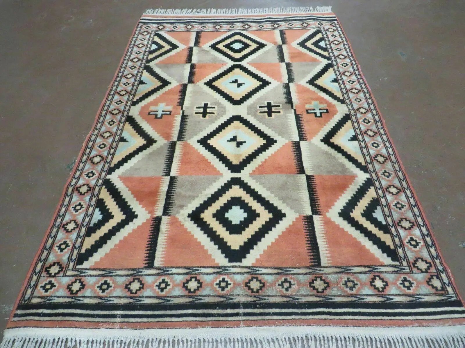 4' X 6' Vintage Handmade Turkish Melas Oushak Wool Rug Carpet Mehrab Red Nice by Jewel Rugs