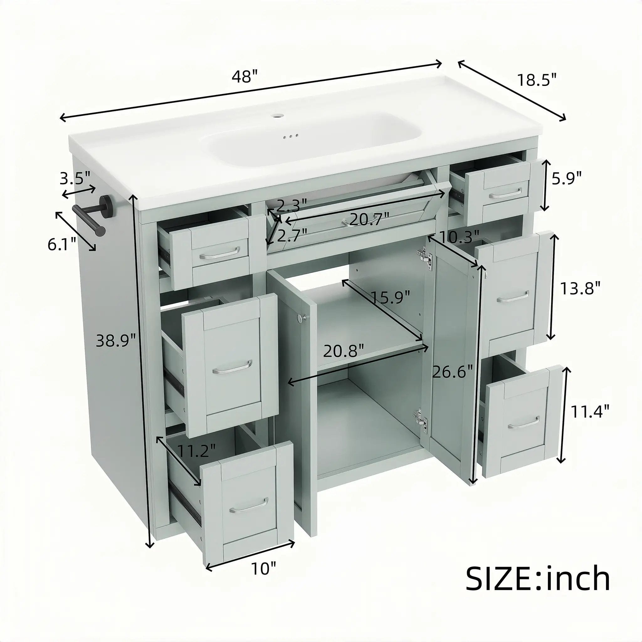 48" Mint Green Bathroom Vanity by HouseOfZazla