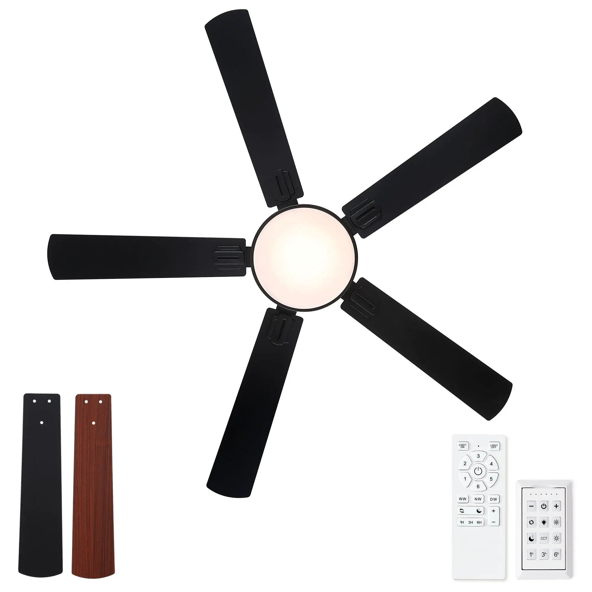 Flush Mount Ceiling Fans With LED Light And Remote Control, 5 Blades by HouseOfZazla