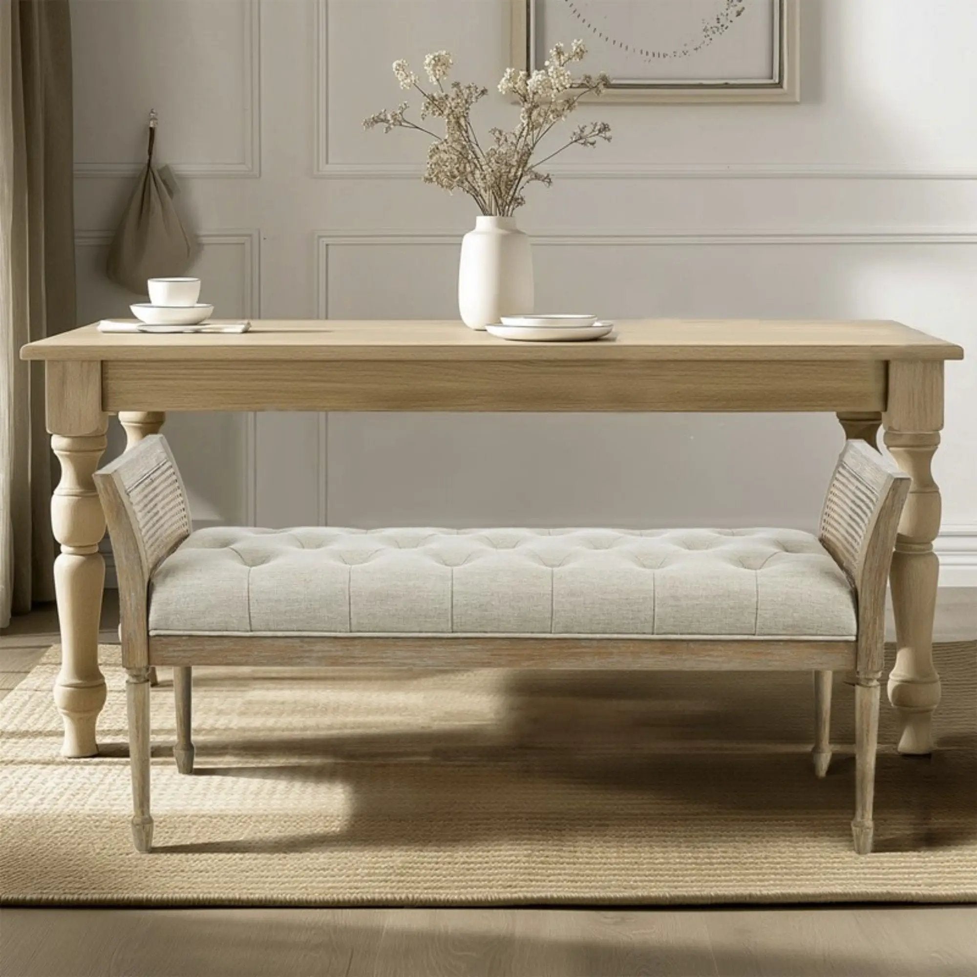 Accent Bench With Arm - Natural by Unique Piece Furniture