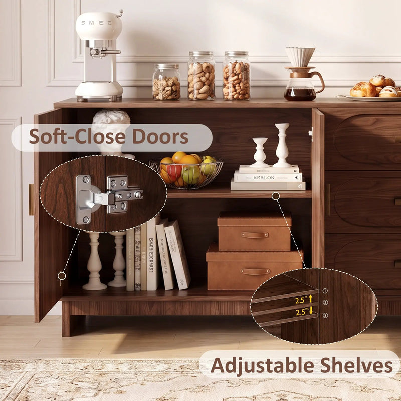 59.1" Buffet Sideboard with 2 Doors and 3 Drawers by HouseOfZazla
