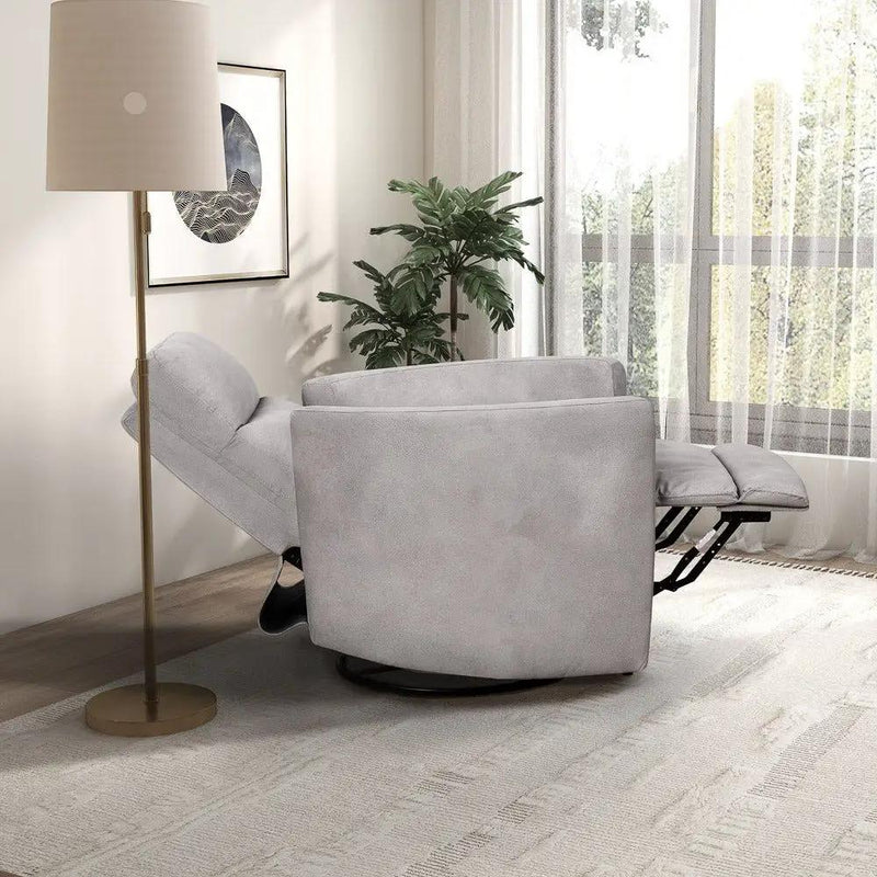 Lawson - Swivel Glider Suede Recliner Chair - Latte by HouseOfZazla