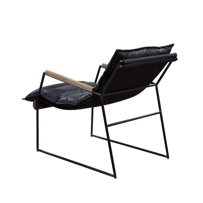 Luberzo - Accent Chair - Distress Espresso Top Grain Leather & Matt Iron by Unique Piece Furniture
