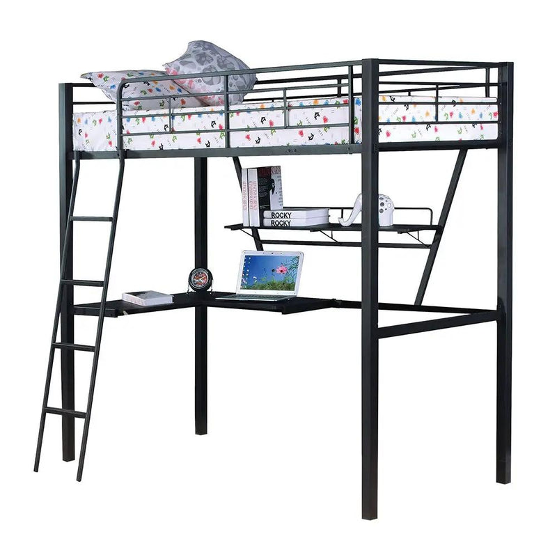 Senon - Twin Loft Bed With Desk - Silver & Black by Unique Piece Furniture