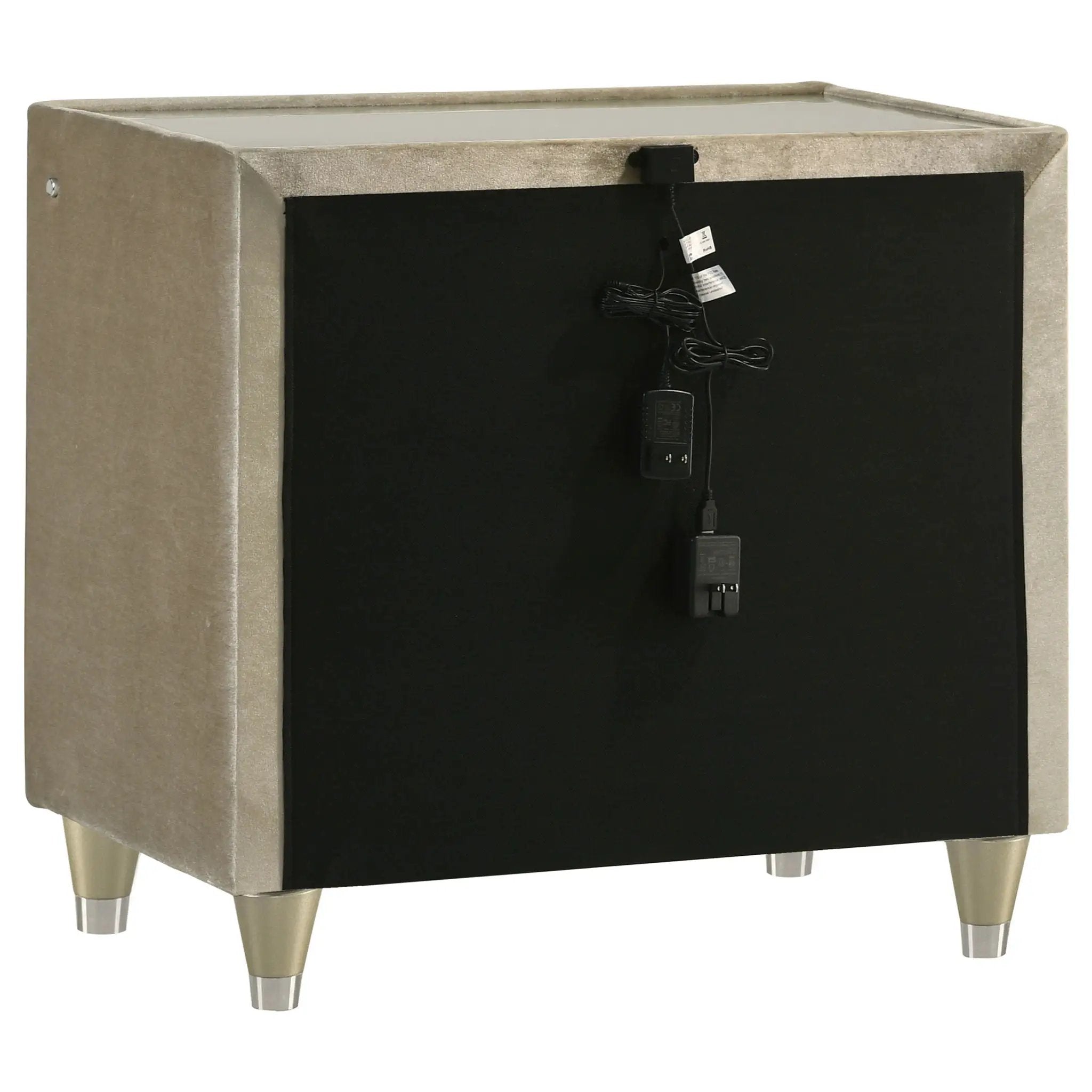Lorient 2-drawer LED Nightstand with USB Ivory and Camel by Unique Piece Furniture