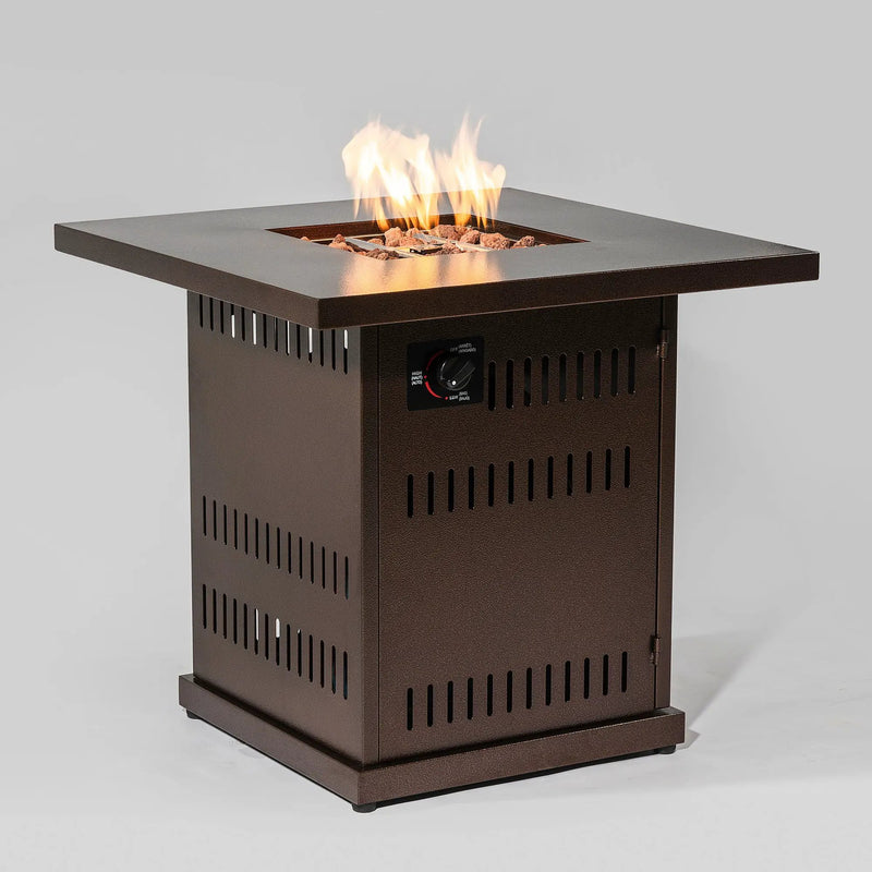 Propane Gas Fire Pit Table, 50000 Btu Square For Outside - Brown by HouseOfZazla