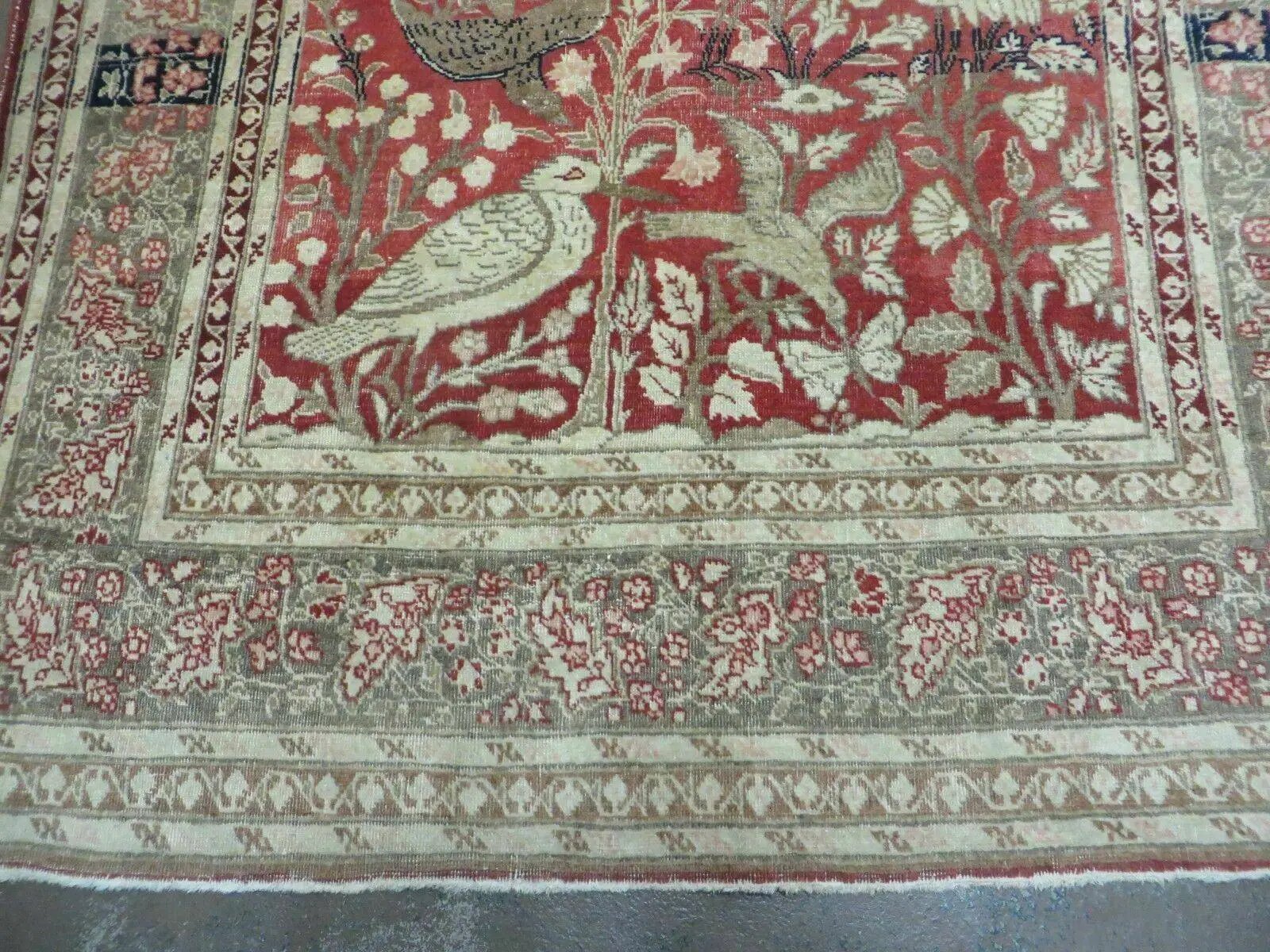 4' X 6' Antique Handmade Turkish Tree Of Life Oriental Wool Rug Birds Red by Jewel Rugs