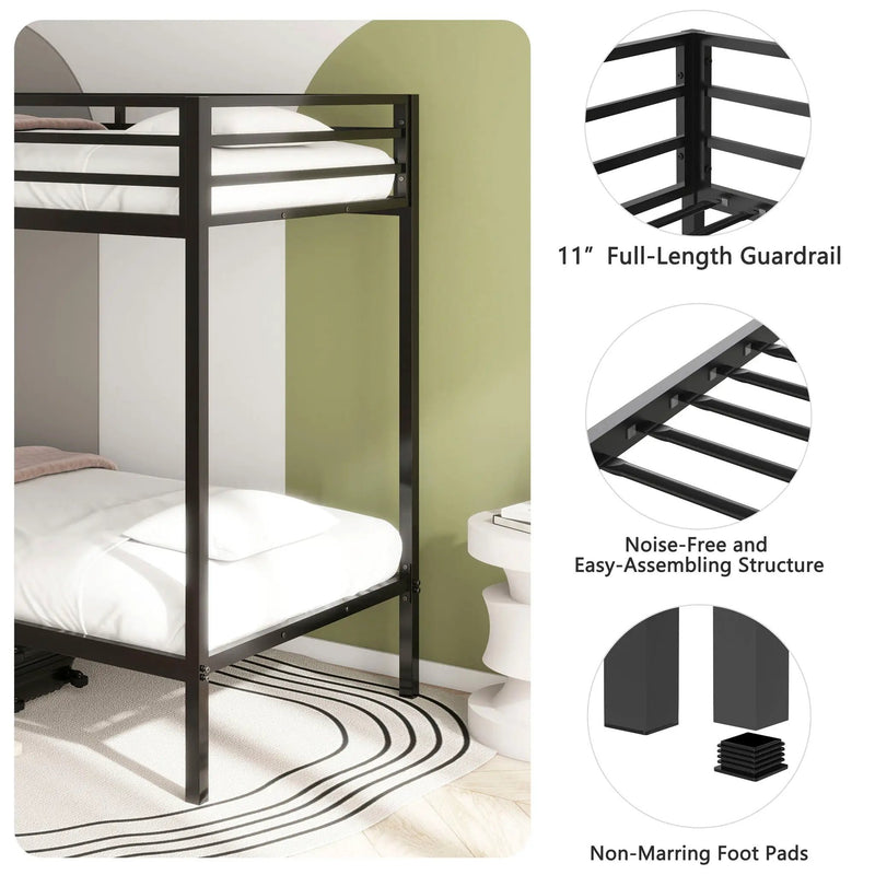 Adam - Twin Over Twin Bunk Bed - Black by HouseOfZazla