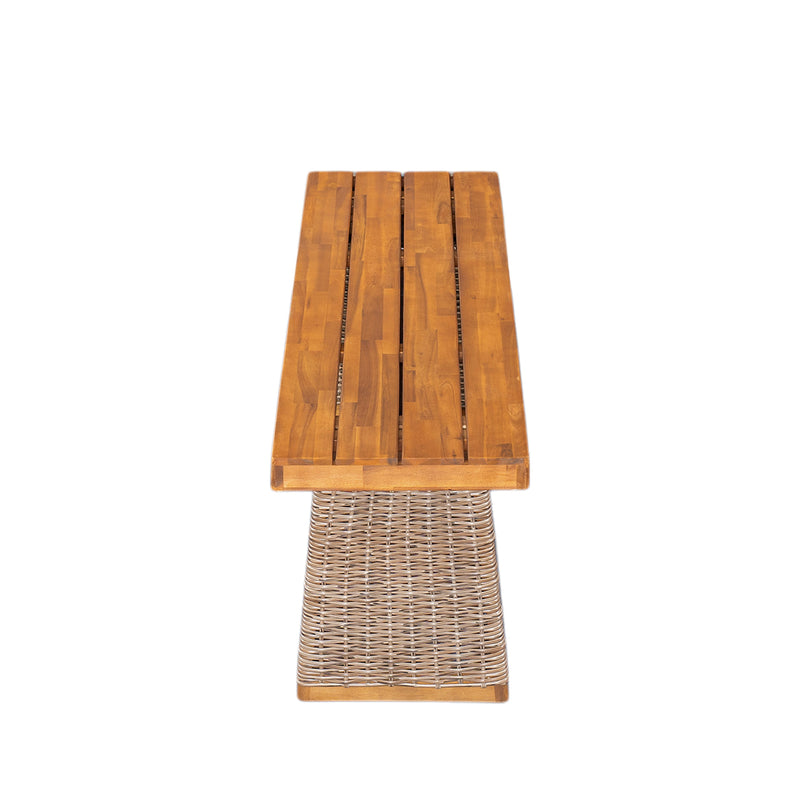 Outdoor 1pcs Acacia Wood Bench, Teak Finish by HouseOfZazla