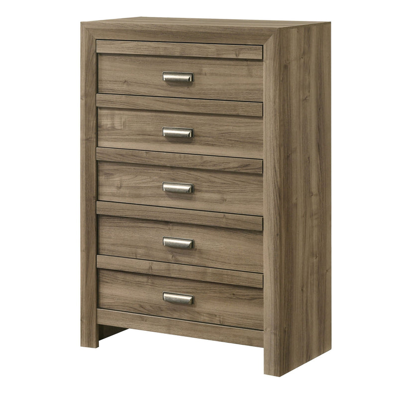 5 Drawer Storage Chest With Pulls - Light Brown by Unique Piece Furniture