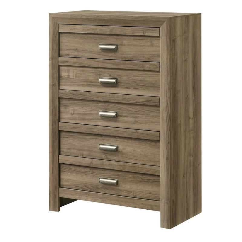 5 Drawer Storage Chest With Pulls - Light Brown by HouseOfZazla