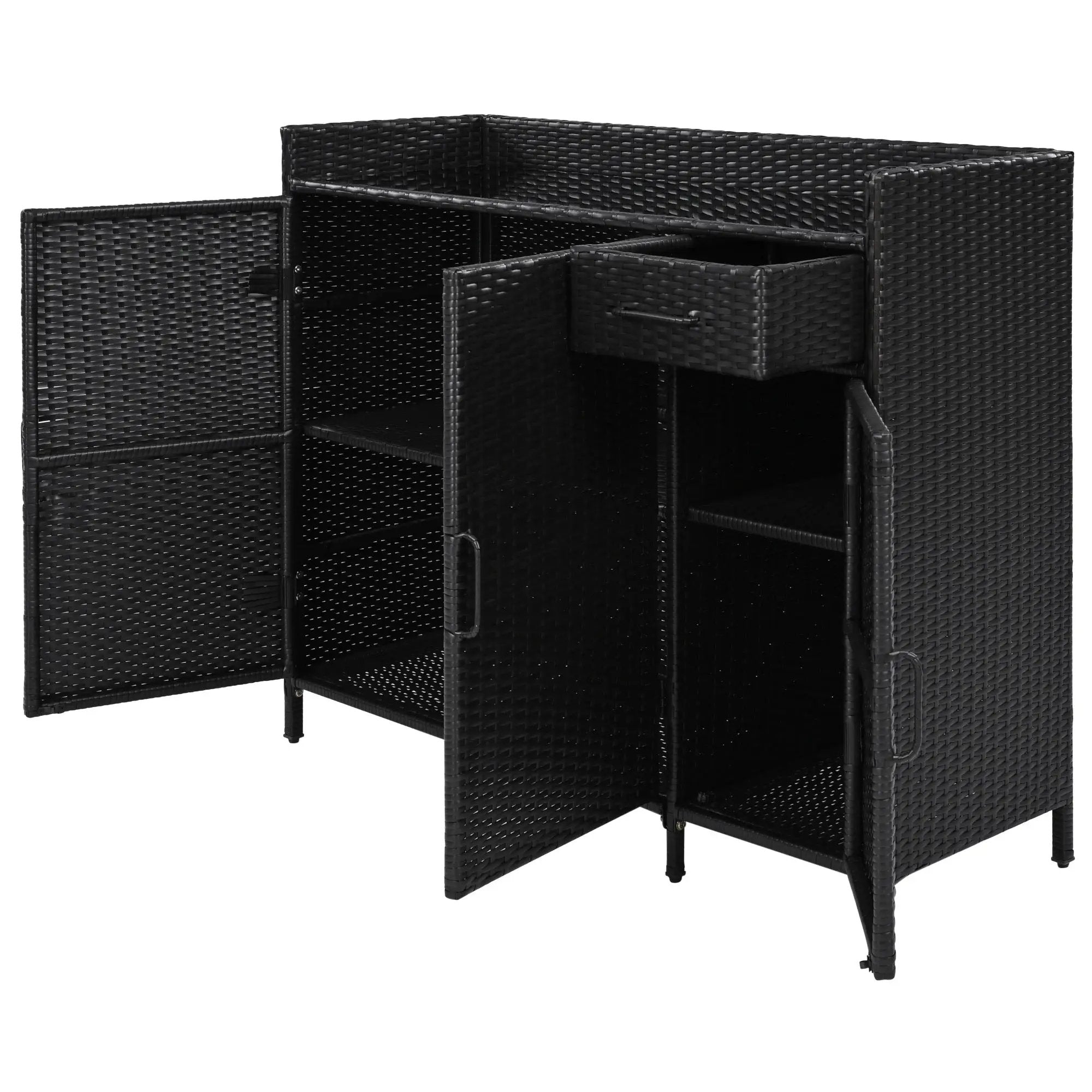 K&K 47.5"W Wicker Outdoor Storage Cabinet with Tempered Glass Top by HouseOfZazla