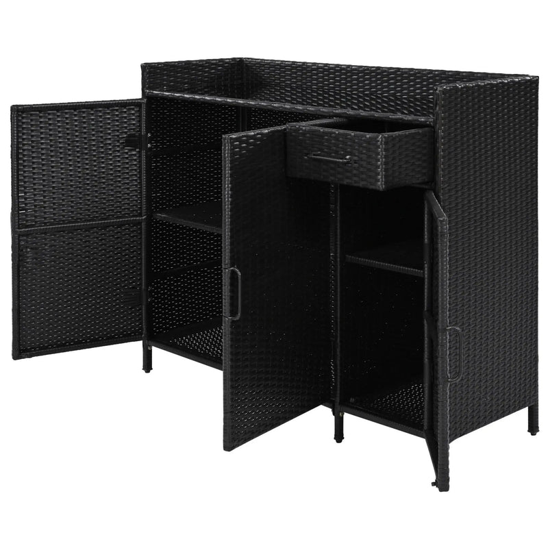 K&K 47.5"W Wicker Outdoor Storage Cabinet with Tempered Glass Top by HouseOfZazla
