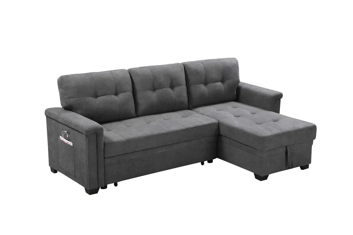 Ashlyn - Reversible Sleeper Sectional Sofa With Storage Chaise, USB Charging Ports And Pocket by HouseOfZazla
