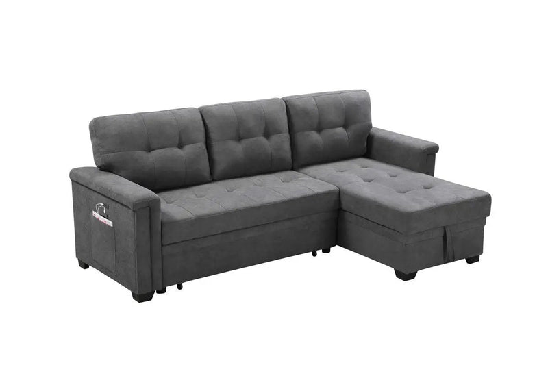 Ashlyn - Reversible Sleeper Sectional Sofa With Storage Chaise, USB Charging Ports And Pocket by HouseOfZazla