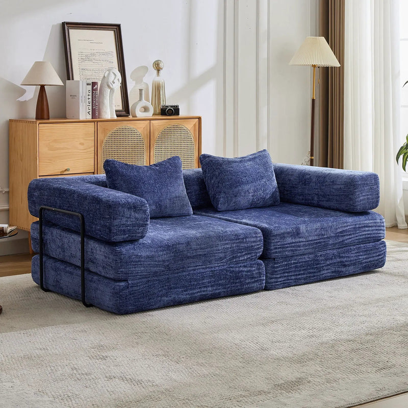 Convertible Floor Sofa Bed With Pillow Back Support Armrest by Unique Piece Furniture