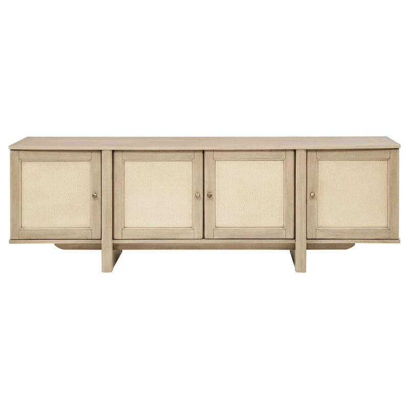 Kailani 79-inch 4-door Cane TV Stand Media Console Beige Oak by Unique Piece Furniture