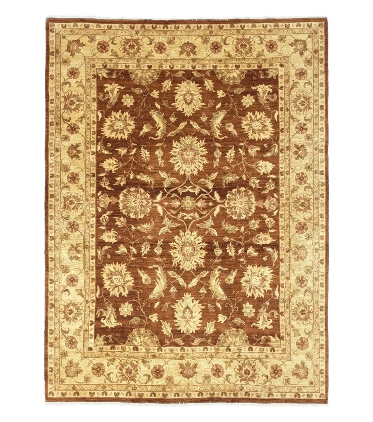 Indo Persian Rug 10x14, Mahal Sultanabad Oriental Carpet, Burnt Orange & Beige, Handmade Wool Area Rug by Jewel Rugs