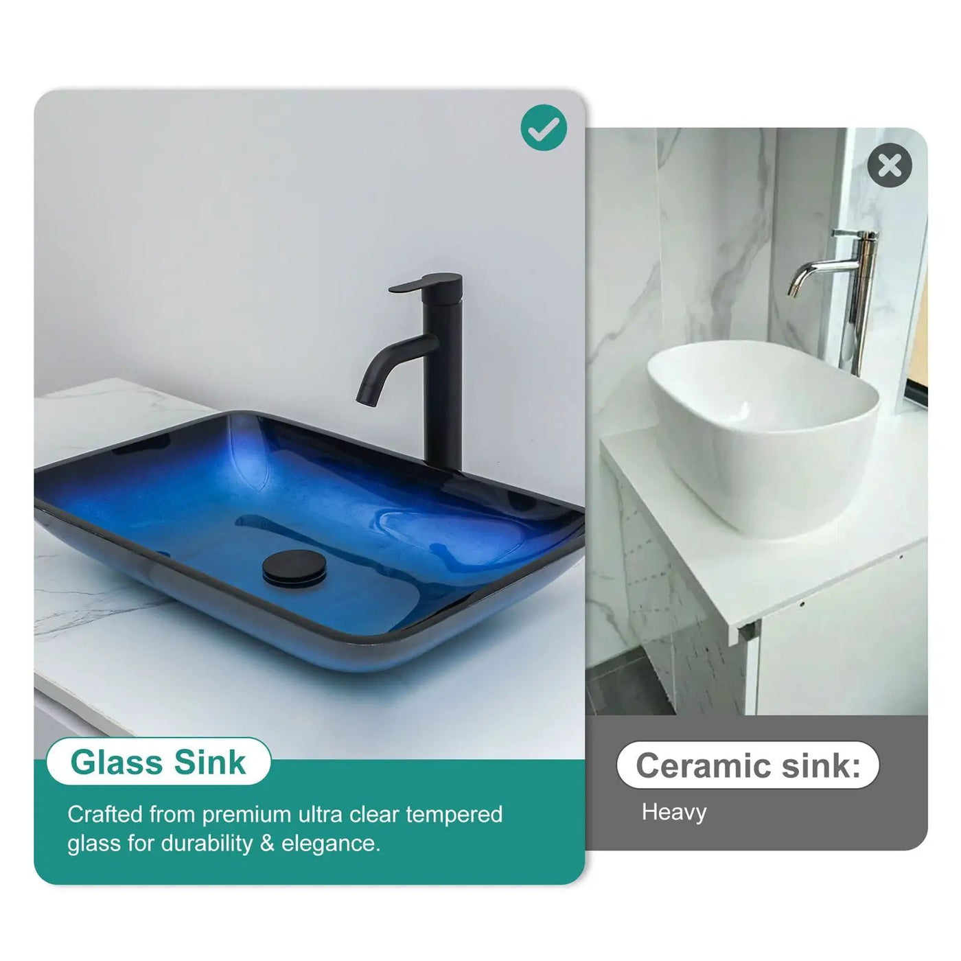 Gradient Tempered Glass Vessel Sink With Pop-Up Drain by HouseOfZazla