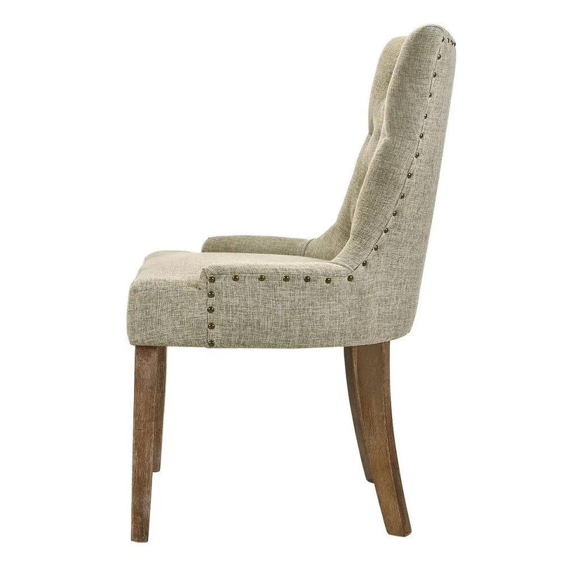 Yotam - Side Chair (Set of 2) - Beige Fabric & Salvaged Oak by Unique Piece Furniture