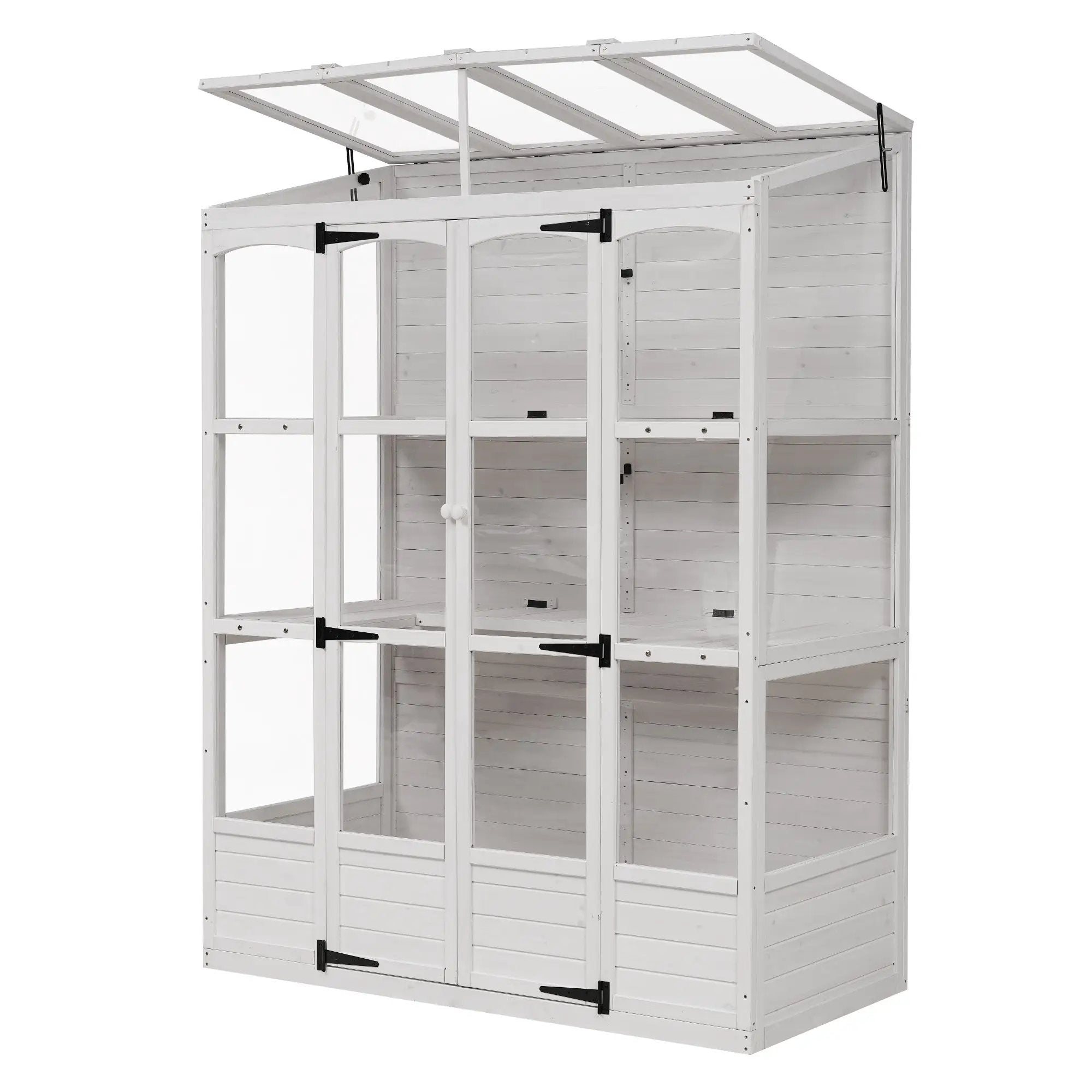 TOPMAX 78-Inch Wooden Greenhouse with Skylights and Folding Shelves by HouseOfZazla