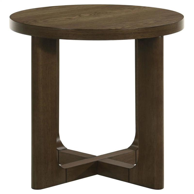 Kessler 2-piece Round Sculptural Wood Coffee Table Set Brown by Unique Piece Furniture