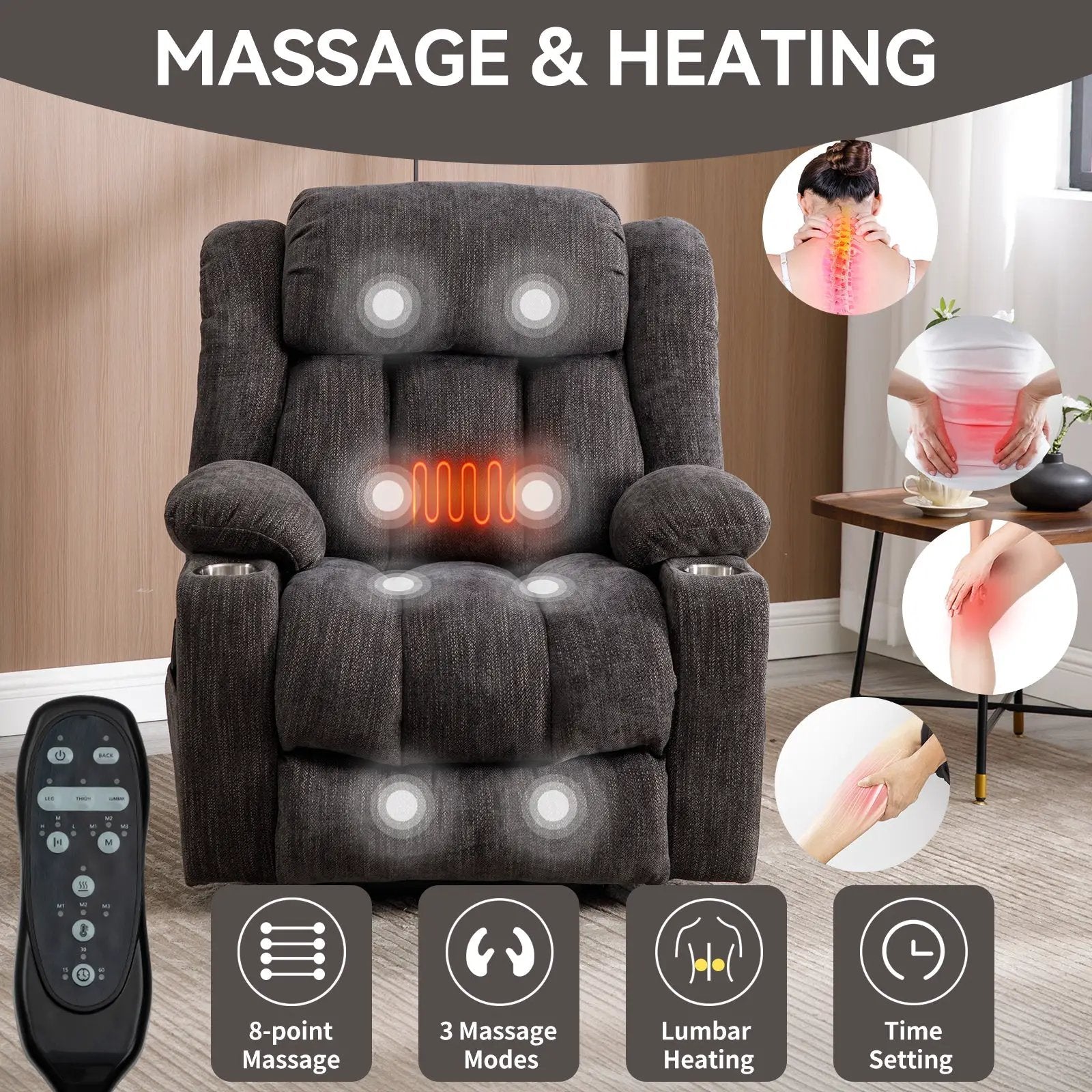 Chenille Power Lift Recliner Chair by HouseOfZazla
