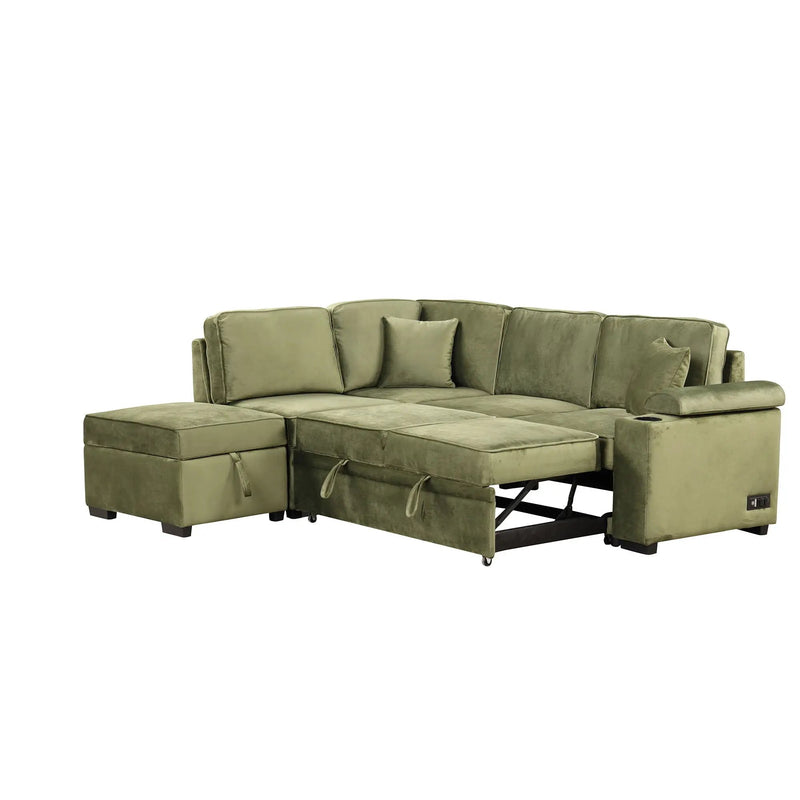 Sleeper Sofa Bed, 2 In 1 Pull Out Sofa Bed L Shape Couch With Storage Ottoman For Living Room, Bedroom Couch And Small Apartment by HouseOfZazla