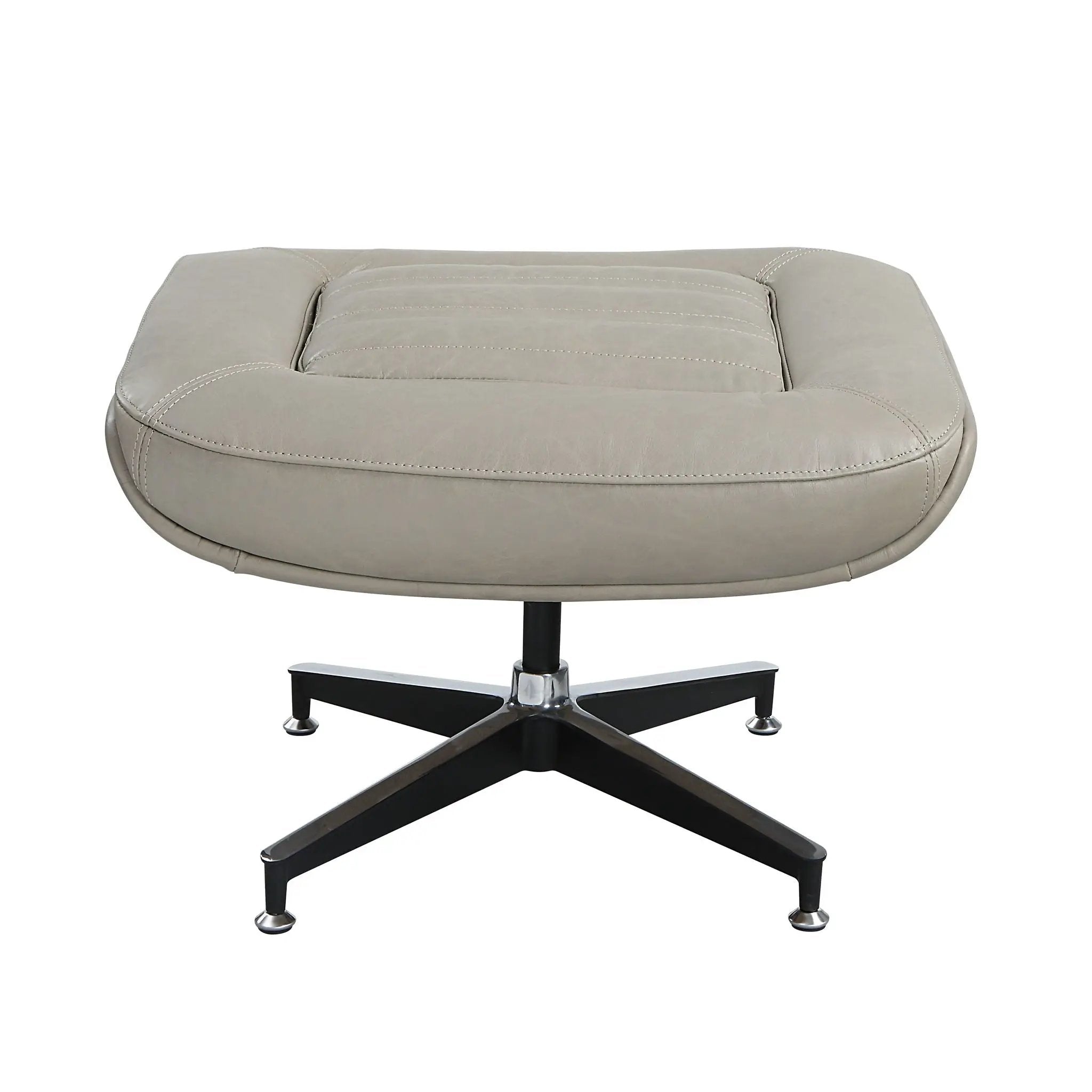 Piran - Twilight Top Grain Leather Accent Chair And Ottoman With Swivel - Gray by HouseOfZazla