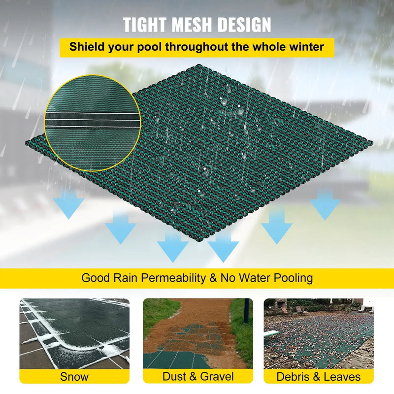 Inground Pool Safety Cover, 20 ft x 38 ft Rectangular with Right Step by HouseOfZazla